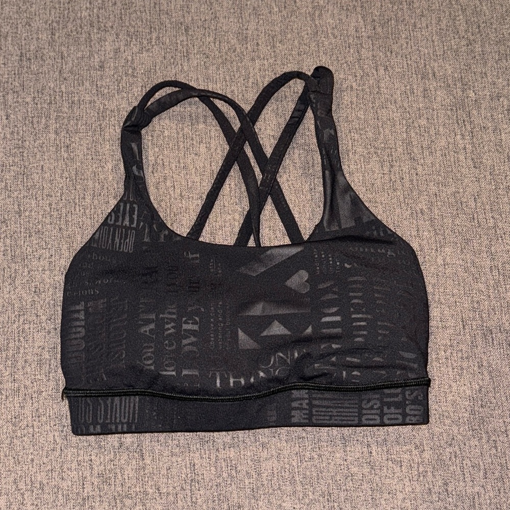 NWOT Black Lettering Luluelemon Cross-back Athletic Sports Bra